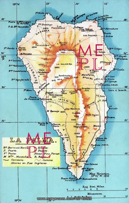  : Map of La Palma, Canary Islands, Spain