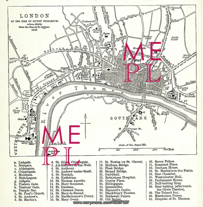 : Map of London in the time of Queen Elizabeth I : Map of London in the time of Queen Elizabeth I