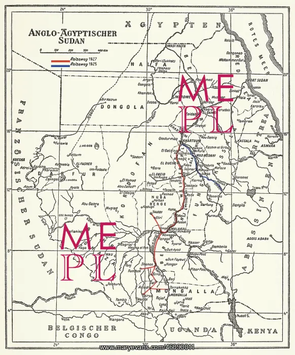 : Map with marked route of Hugo Adolf Bernatzik's : Map with marked route of Hugo Adolf Bernatzik's