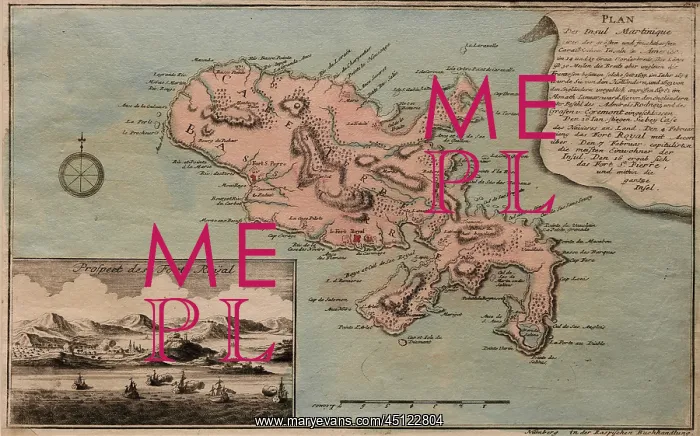 : Map of Martinique, Musee d'Aquitaine, Bordeaux : Map of Martinique, Musee d'Aquitaine, Bordeaux