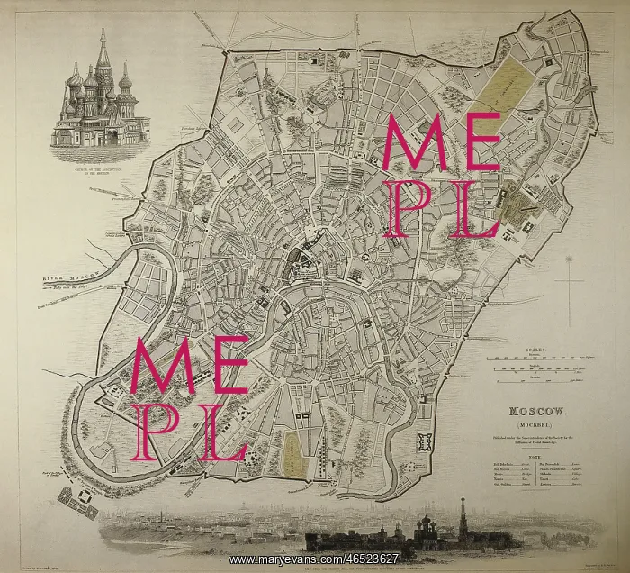 : Map of Moscow (1836). Original drawing by W.B : Map of Moscow (1836). Original drawing by W.B