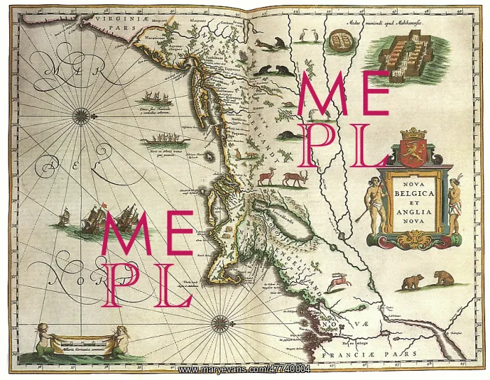  : Map of New Netherlands and New England 1635