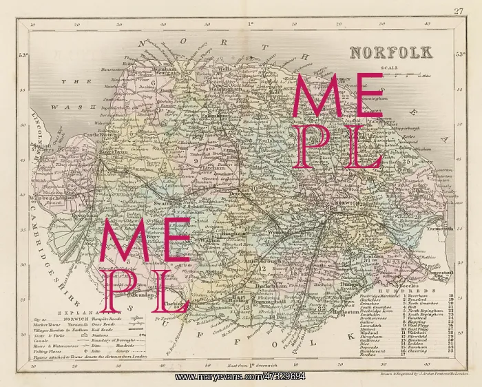  : Map - Norfolk circa 1857