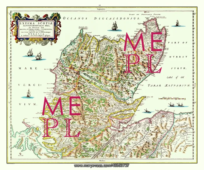 : Map of Northern Scotland by Johan Blaeu : Map of Northern Scotland by Johan Blaeu