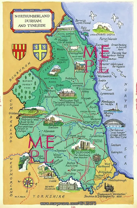  : Map - Northumberland and Durham and Tyneside