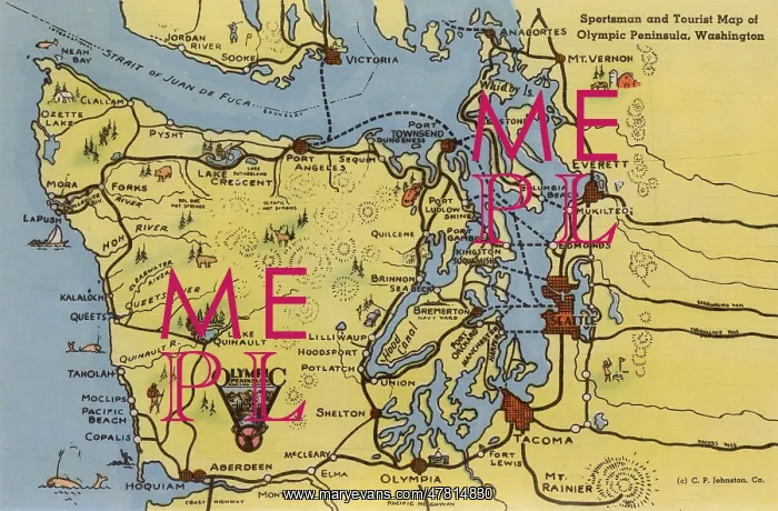 : Map of Olympic Peninsula, Washington State, USA : Map of Olympic Peninsula, Washington State, USA