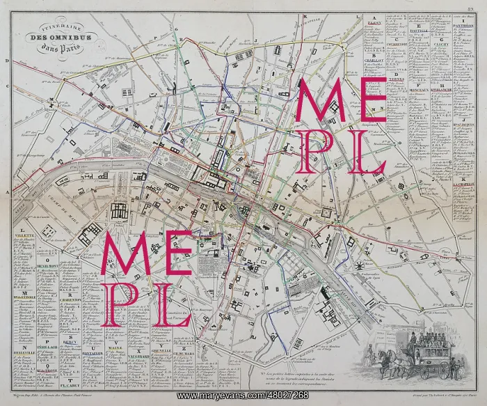  : Map of the omnibus lines in Paris