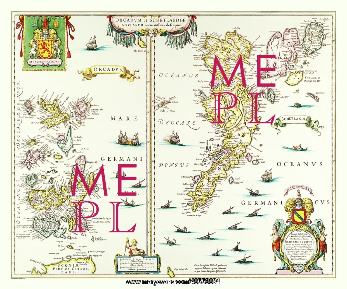 : Map of the Orkney and Shetland Islands by Johan Blaeu : Map of the Orkney and Shetland Islands by Johan Blaeu
