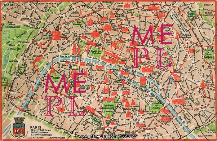 : Map of Paris in 1908 with geographic and demographical data : Map of Paris in 1908 with geographic and demographical data