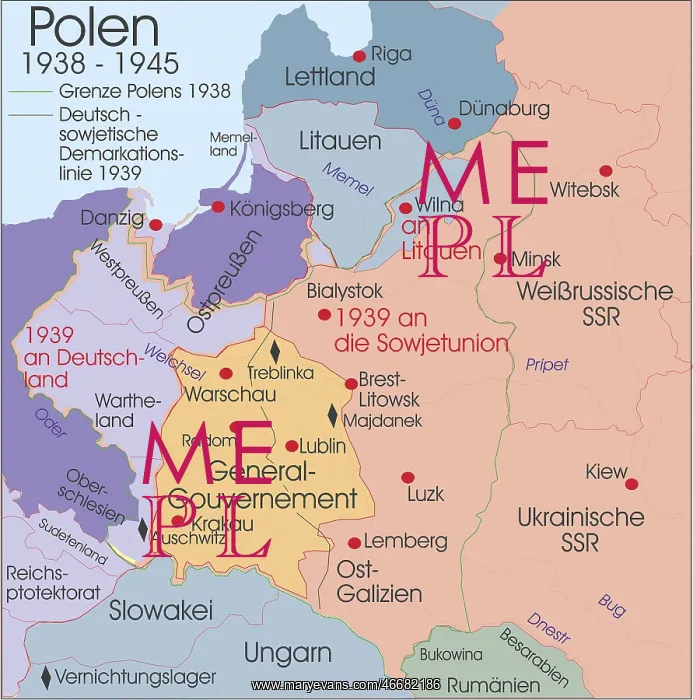 : Map of Poland 1938-1945 : Map of Poland 1938-1945