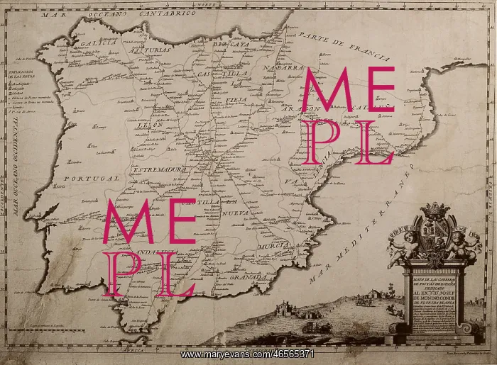 : Map of the postal system of Spain (18th c.) : Map of the postal system of Spain (18th c.)