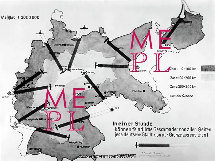 : Map over a range of Allied planes, around the 1930s : Map over a range of Allied planes, around the 1930s