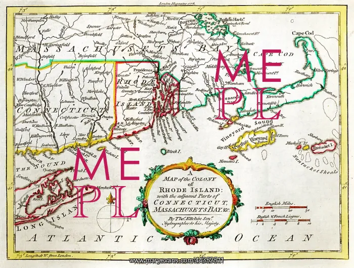 : Map of Rhode Island, Connecticut, Marthas Vineyard : Map of Rhode Island, Connecticut, Marthas Vineyard