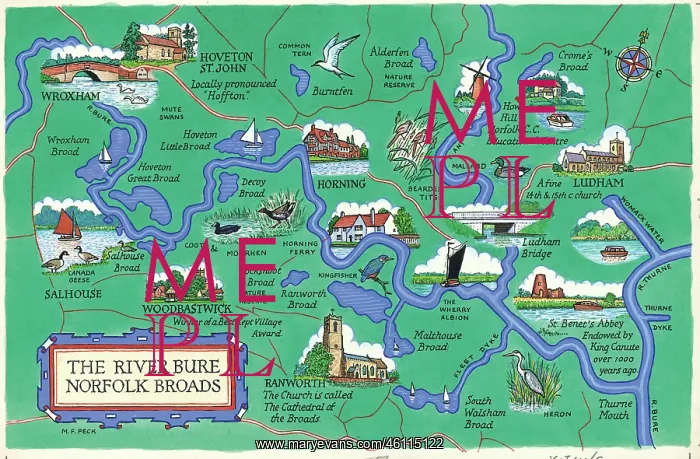 : Map - The River Bure, Norfolk Broads : Map - The River Bure, Norfolk Broads
