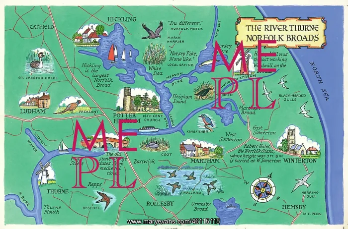 : Map - The River Thurne, Norfolk Broads : Map - The River Thurne, Norfolk Broads