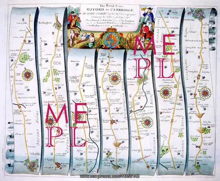  : Map of the Road from Oxford To Cambridge, England