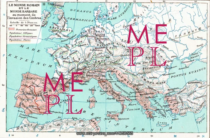 : Map of the Roman Empire and Invasion of the Cimbri : Map of the Roman Empire and Invasion of the Cimbri