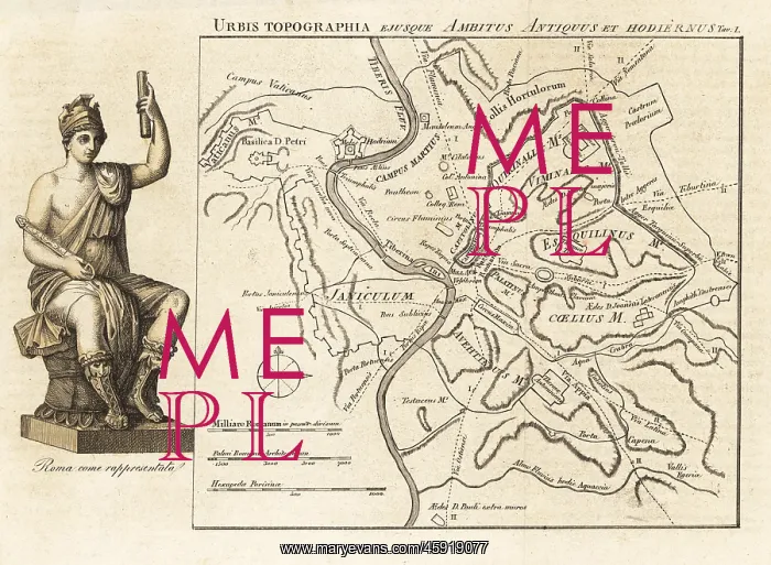 : Map of Rome - ancient and modern topography : Map of Rome - ancient and modern topography