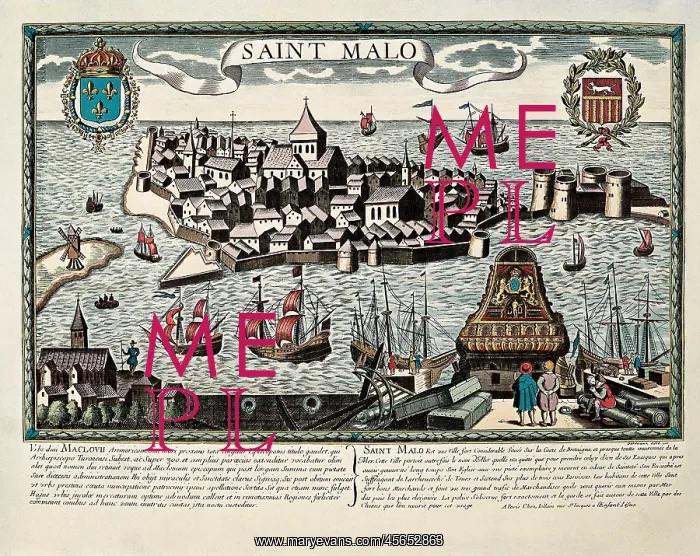 : Map of Saint Malo, 17th c. Engraving : Map of Saint Malo, 17th c. Engraving