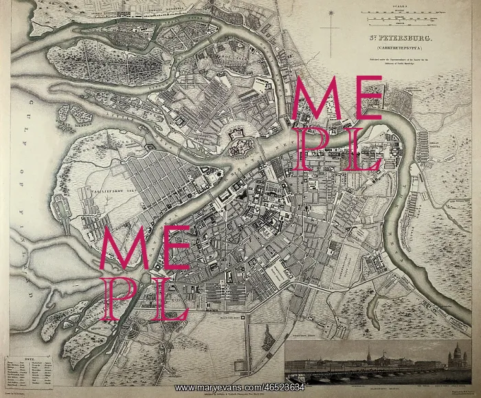 : Map of Saint Petersburg (1834). Original drawing : Map of Saint Petersburg (1834). Original drawing