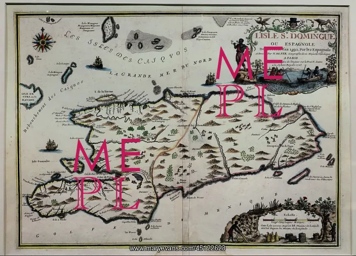 : Map of Santo Domingo, Musee d'Aquitaine, Bordeaux : Map of Santo Domingo, Musee d'Aquitaine, Bordeaux