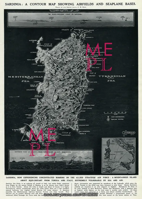 : Map of Sardinia by G. H. Davis : Map of Sardinia by G. H. Davis