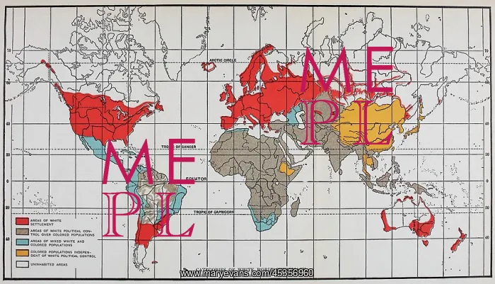: Map showing the Categories of White World Supremacy : Map showing the Categories of White World Supremacy