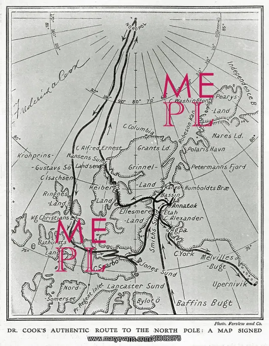 : Map showing Dr. Frederick Cook's route to North Pole 1909 : Map showing Dr. Frederick Cook's route to North Pole 1909