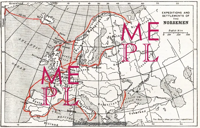 : Map Showing Expeditions And Settlements of the Norsemen : Map Showing Expeditions And Settlements of the Norsemen