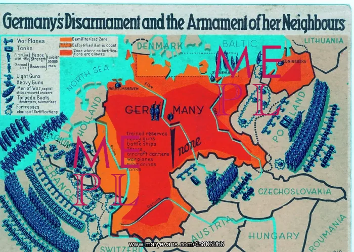 : Map showing the military threats to Germany : Map showing the military threats to Germany