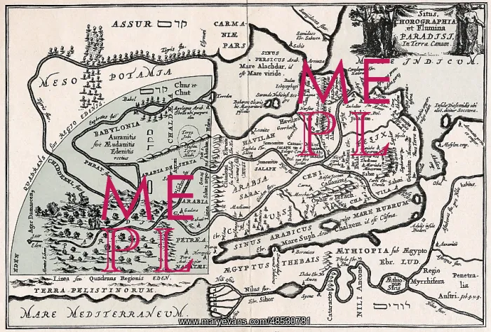 : Map showing supposed location of Paradise. Garden : Map showing supposed location of Paradise. Garden