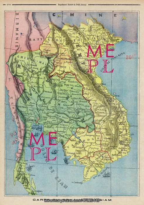  : Map of Siam - Thailand - 1893
