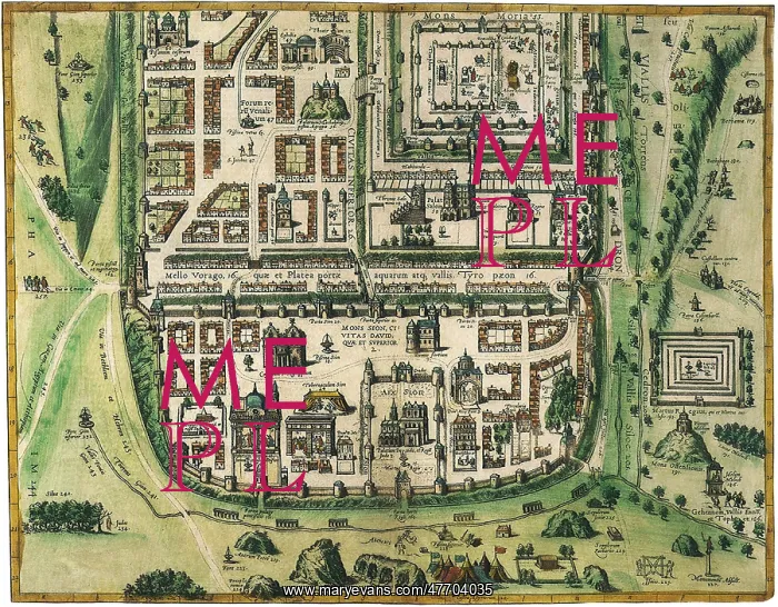 : Map of Sixteenth-Century Jerusalem 1612 : Map of Sixteenth-Century Jerusalem 1612