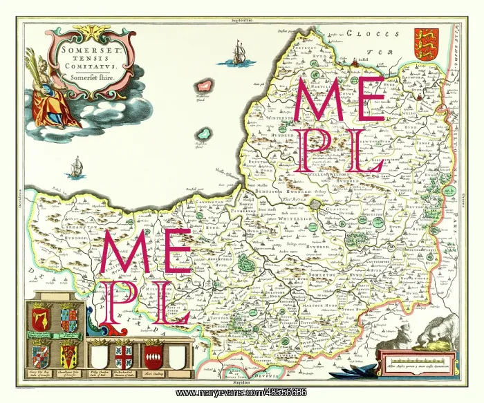  : Map of Somerset by Johan Blaeu