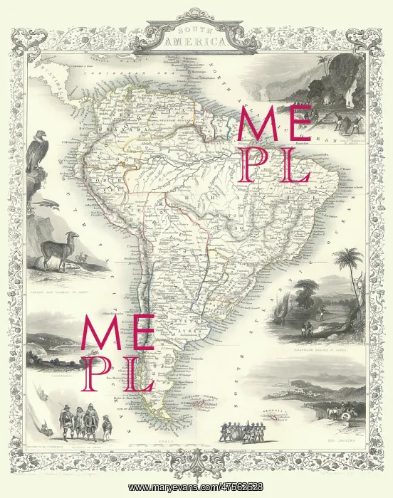 : Map of South America published by John Tallis : Map of South America published by John Tallis