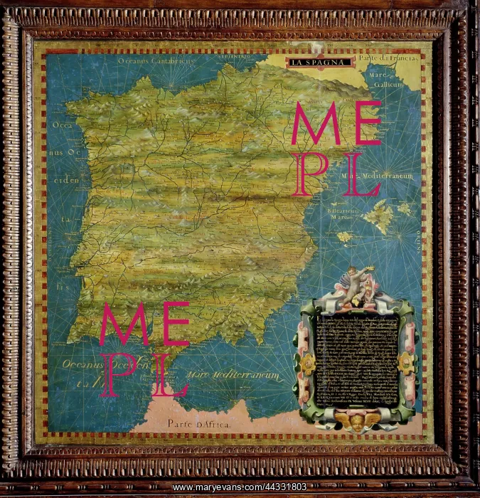 : Map of Spain, oil on : Map of Spain, oil on
