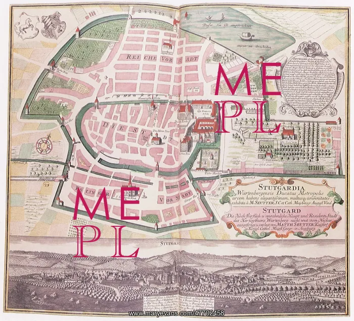 : Map of Stuttgart 1742 : Map of Stuttgart 1742