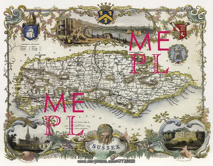  : Map of Sussex, England