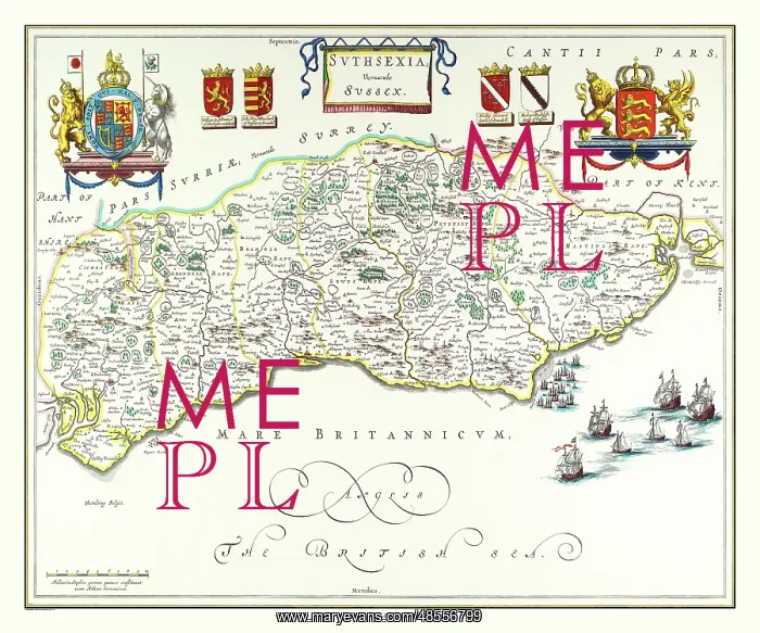  : Map of Sussex by Johan Blaeu