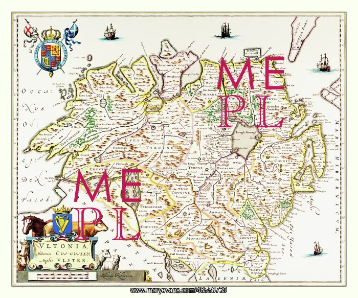  : Map of Ulster, Northern Ireland by Johan Blaeu