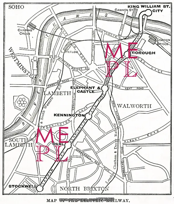 : Map of underground and overground stations, South London : Map of underground and overground stations, South London