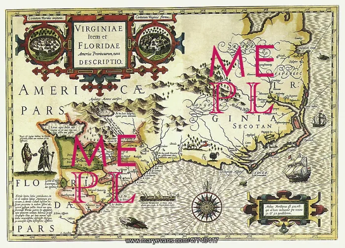  : Map of Virginia and Florida 1606