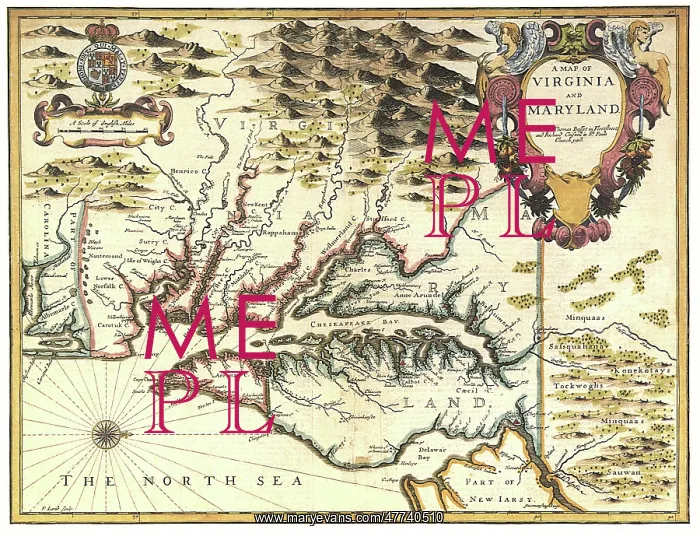  : Map of Virginia and Maryland 1676