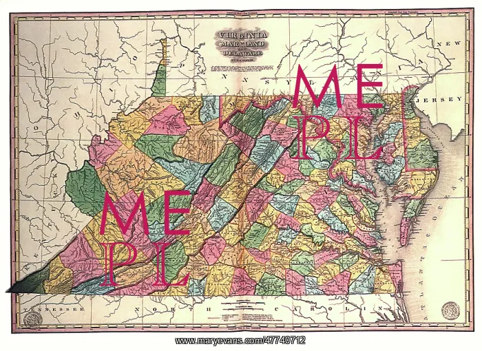  : Map of Virginia, Maryland and Delaware 1827