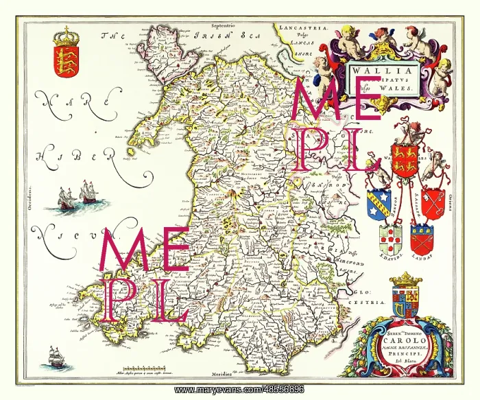  : Map of Wales by Johan Blaeu