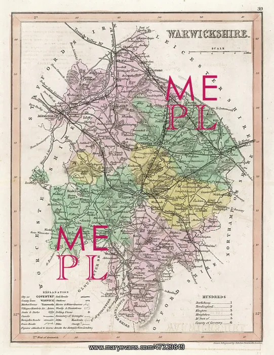  : Map - Warwickshire circa 1857