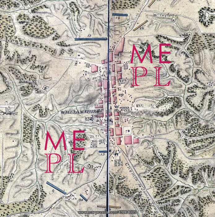  : Map of Williamsburg in Virginia. The College ?