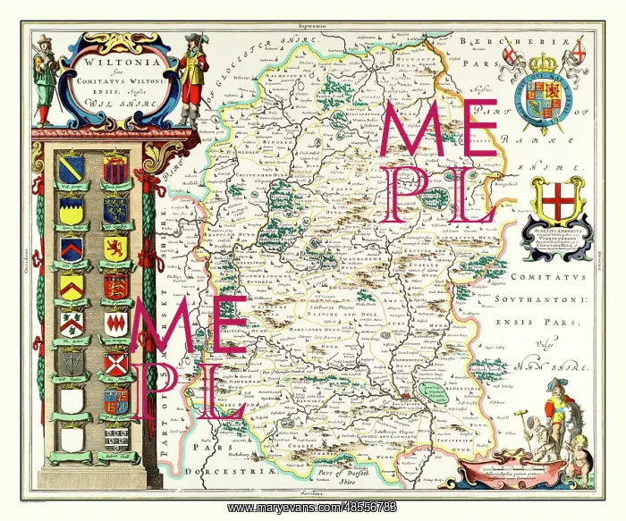  : Map of Wiltshire by Johan Blaeu