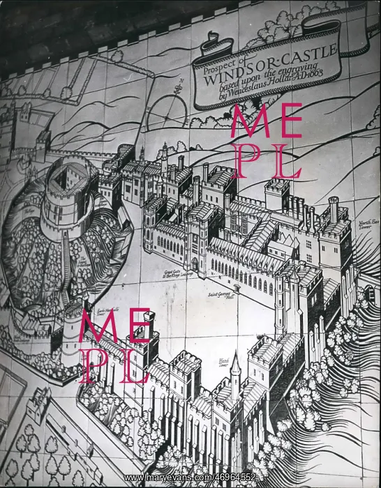 : Map of Windsor Castle on tiles, by Hollar : Map of Windsor Castle on tiles, by Hollar