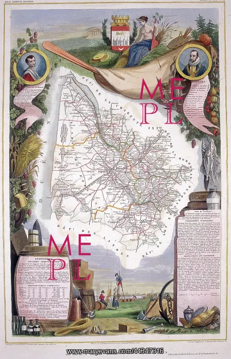  : Map of the Wine Growing District of La Gironde France